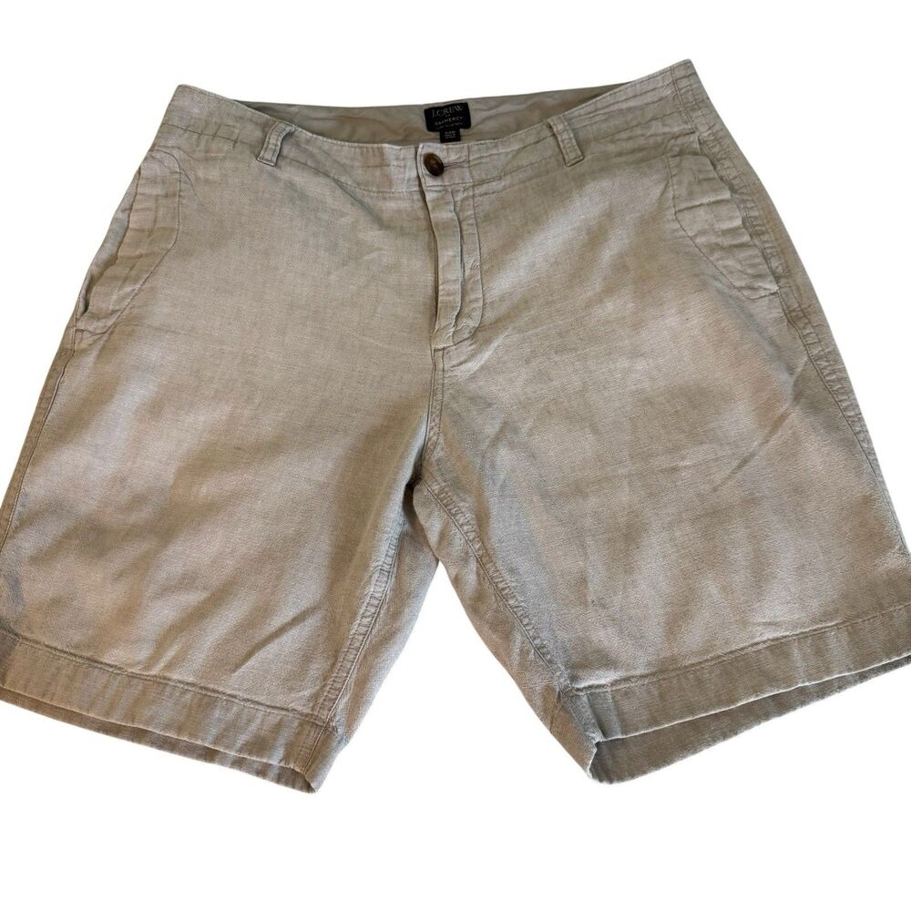 J Crew Mens Shorts Size 34 Gramercy Gray Linen Cotton Blend